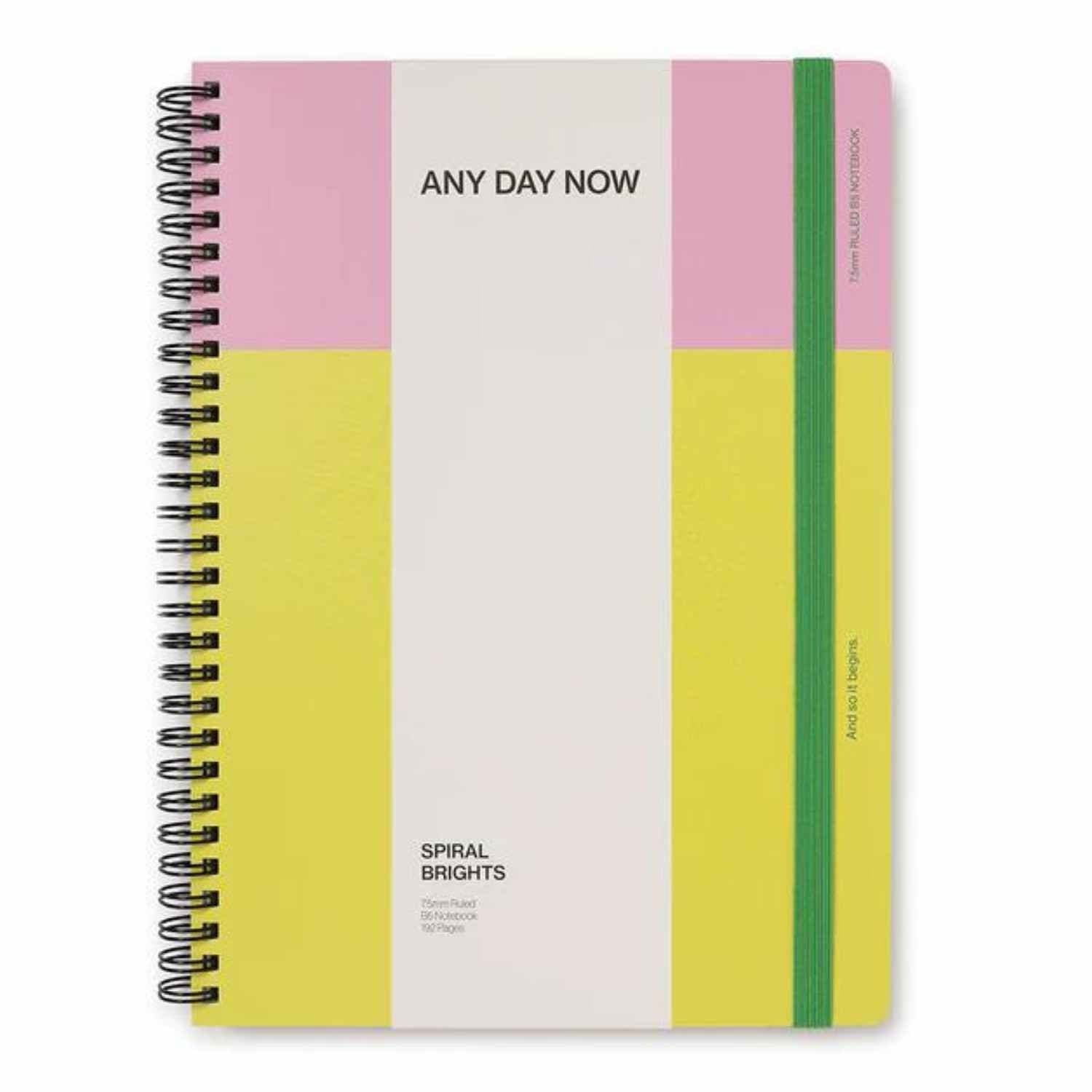 Any Day Now Spiral Notebook B5 - Ruled - Pink + Yellow