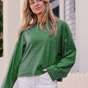 Ceres Life Ceres Life | Beau L/S Slouchy Tee | Basil + Prussian Blue