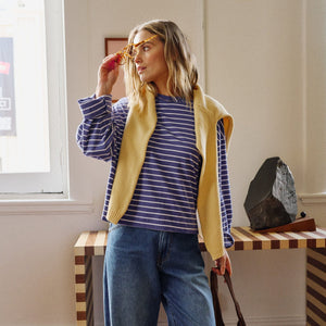 Ceres Life Ceres Life | Beau L/S Slouchy Tee | Blue + White Stripe