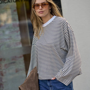Ceres Life Ceres Life | Beau L/S Slouchy Tee | Navy+Butter+Stone