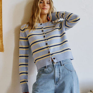 Ceres Life Ceres Life|Laine LS Knit Cardi|Blue Stripe