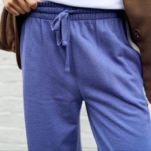 Ceres Life Gigi Wide Leg Terry Trackpant | Washed Navy Side Stripe