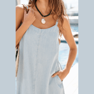 Ceres Life Remy Strappy Midi Dress | Indigo + White Stripe