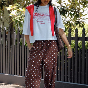 Ceres Life Resort Pant | Choc Polka Dot