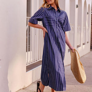 Ceres Life Samara Midi Shirt Dress | Prussian Blue