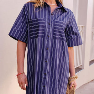 Ceres Life Samara Midi Shirt Dress | Prussian Blue