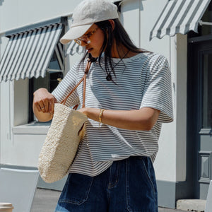 Ceres Life Stevie Slouchy Tee | Milk + Phantom Stripe | Ceres Life