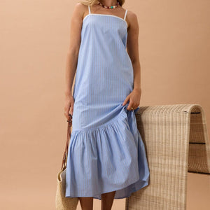 Ceres Life Sunday Maxi Dress | Powder Blue Triple Stripe