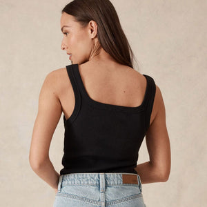 Ceres Life Zaeli Contour Rib Square Neck Tank | Black