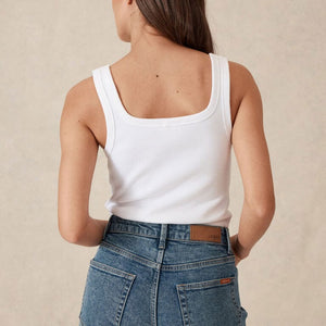 Ceres Life Zaeli Contour Rib Square Neck Tank | White