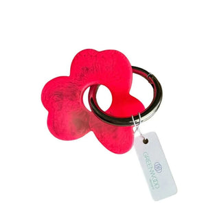 Greenwood Designs Floral Resin Keyring Hot Pink