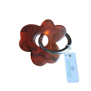 Greenwood Designs Floral Resin Keyring Tortoiseshell