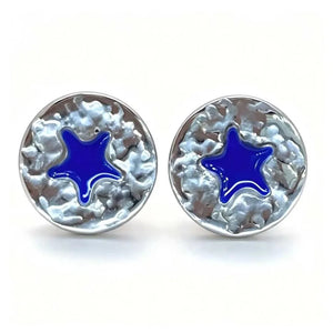 Greenwood Designs Stella Silver Star Stud Earring Navy