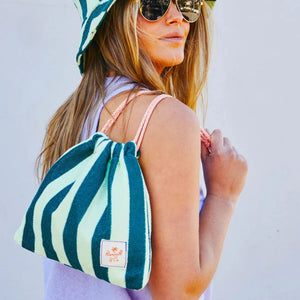Hammill + Co Stripe Drawcord Bag | Green Stripe
