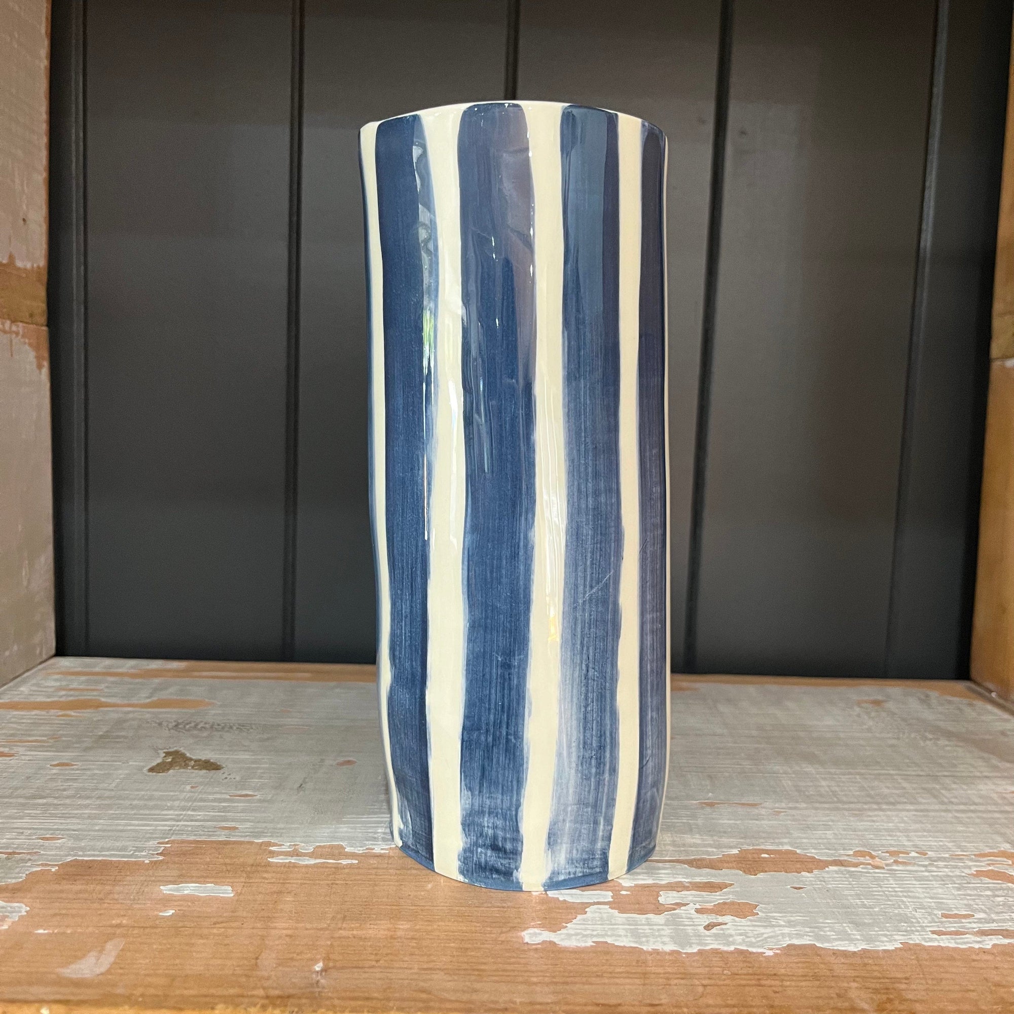 Late Night Pottery Medium Vase | Blue Stripe
