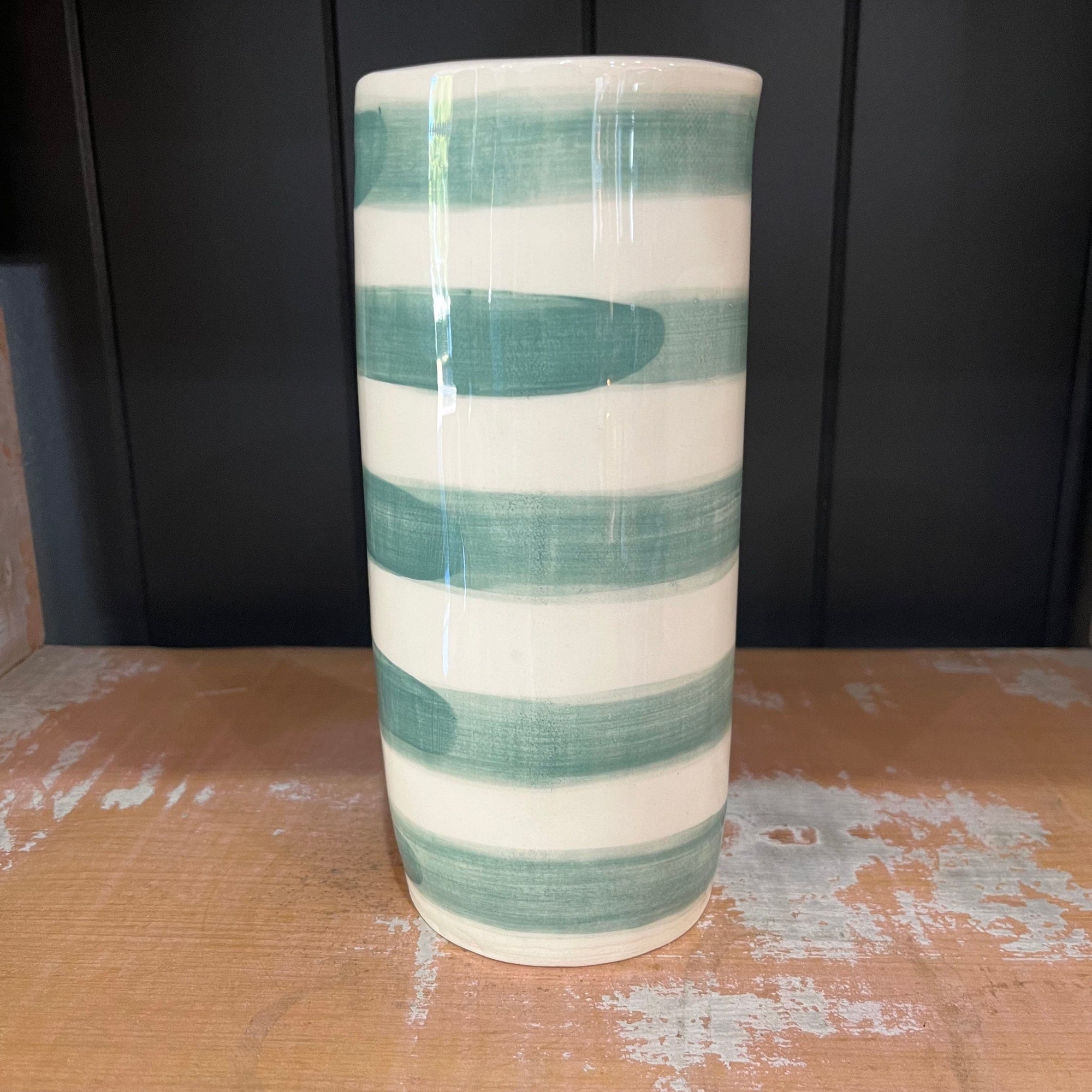 Late Night Pottery Medium Vase | Green Stripe