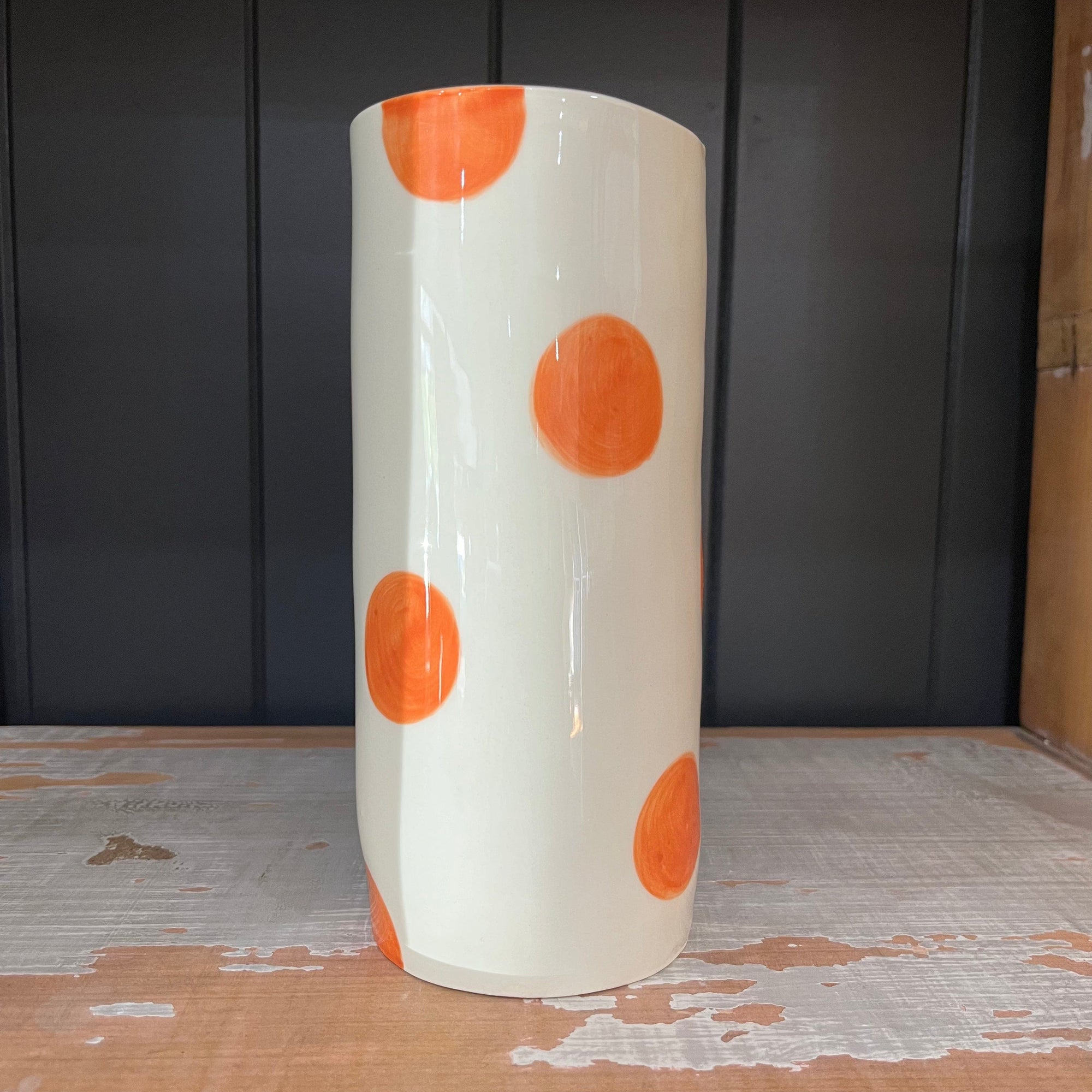 Late Night Pottery Medium Vase | Orange Dot