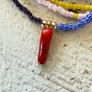 Rusty Pot Handmade Wrap Bracelet / Necklace | Chilli Blue Stripe