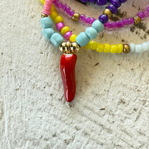 Rusty Pot Handmade Wrap Bracelet / Necklace | Chilli Light Blue