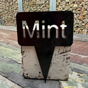 Rusty Pot Herb Garden Stake Mint