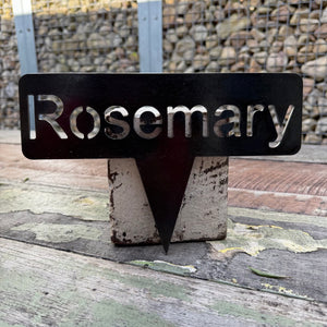 Rusty Pot Herb Garden Stake Rosemary