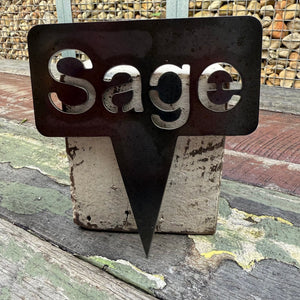 Rusty Pot Herb Garden Stake Sage