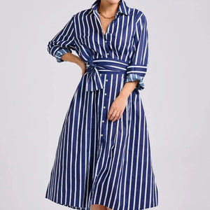 Shirty Luna Oversized Dress | Navy with White Stripe