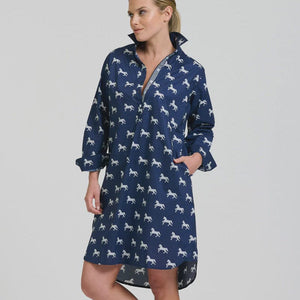 Shirty Popover Shirtdress | Navy with White Pony
