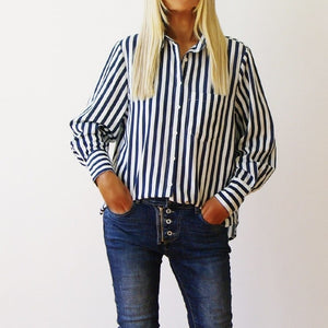 Who's Charlie Mila Stripe Shirt | Navy