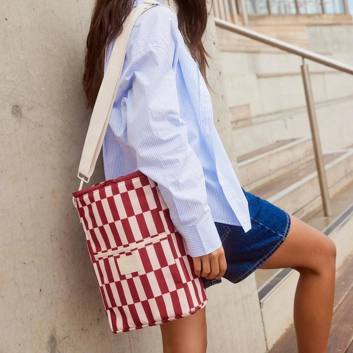 Base Supply Co Bottle Base | Burgundy + Peony Check