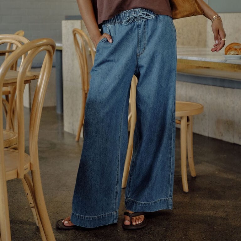 Ceres Life Andie Wide Leg Drawstring Pant | Fresh Indigo