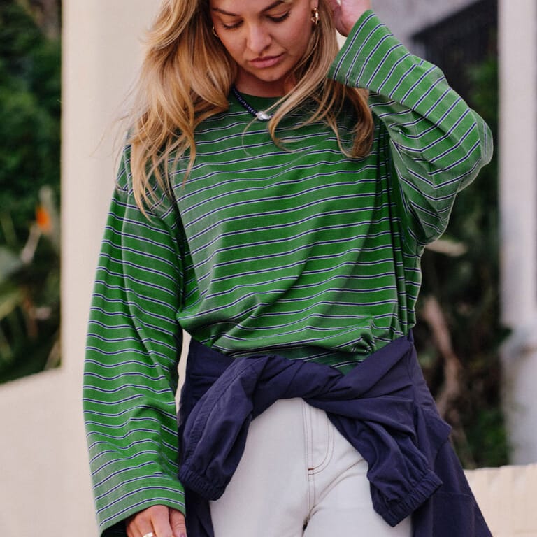 Ceres Life Ceres Life | Beau L/S Slouchy Tee | Basil + Prussian Blue