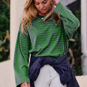 Ceres Life Ceres Life | Beau L/S Slouchy Tee | Basil + Prussian Blue
