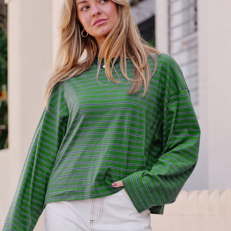Ceres Life Ceres Life | Beau L/S Slouchy Tee | Basil + Prussian Blue