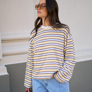 Ceres Life Ceres Life | Beau L/S Slouchy Tee | Butter Brunette Stripe