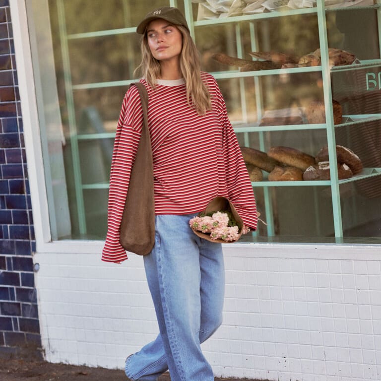Ceres Life Ceres Life | Beau L/S Slouchy Tee | Mulberry + Red