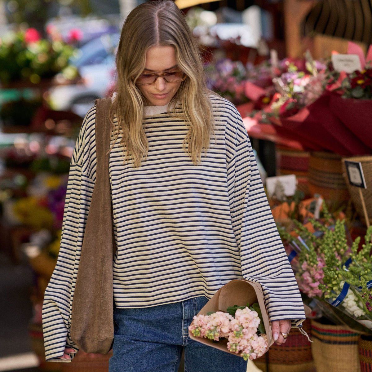Ceres Life Ceres Life | Beau L/S Slouchy Tee | Navy+Butter+Stone