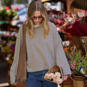 Ceres Life Ceres Life | Beau L/S Slouchy Tee | Navy+Butter+Stone