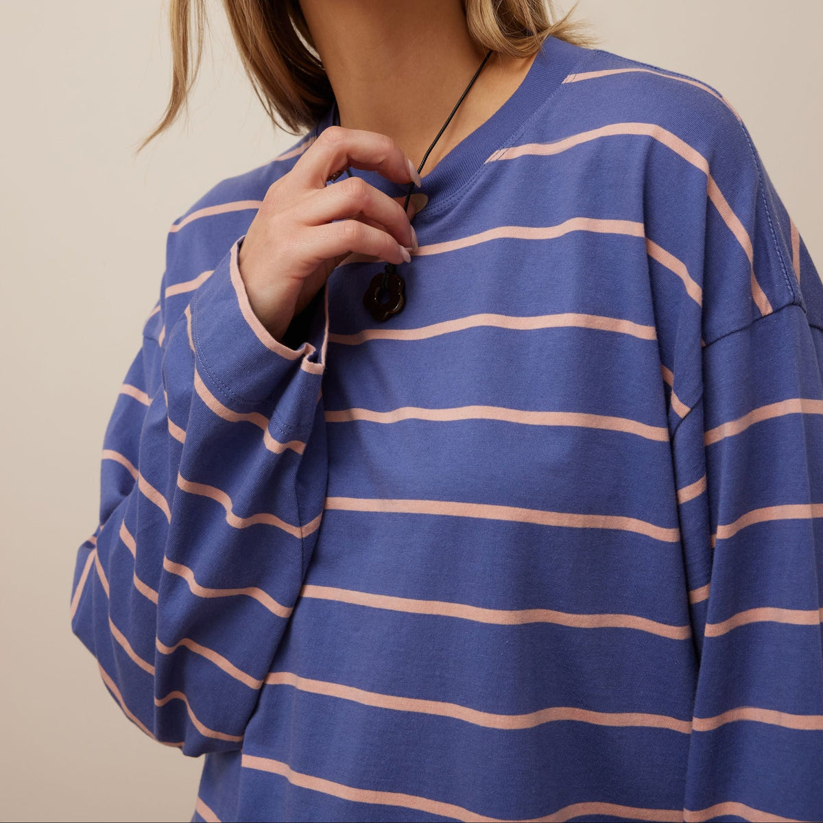 Ceres Life Ceres Life | Beau L/S Slouchy Tee | Navy + Pink Clay