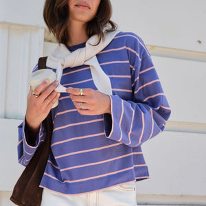 Ceres Life Ceres Life | Beau L/S Slouchy Tee | Navy + Pink Clay