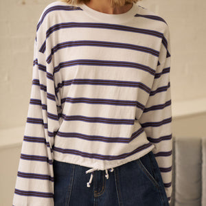 Ceres Life Ceres Life|Beau Tie Slouchy Tee|White+Choc Stripe