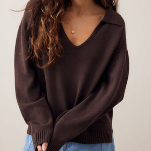 Ceres Life Ceres Life|Eliza Collared Knit|Brunette Brown