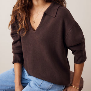 Ceres Life Ceres Life|Eliza Collared Knit|Brunette Brown