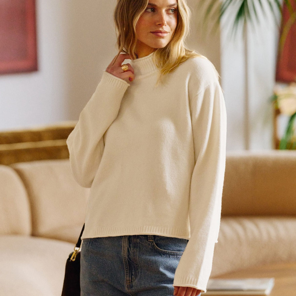 Ceres Life Ceres Life|Finley Funnel Neck Knit|Milk