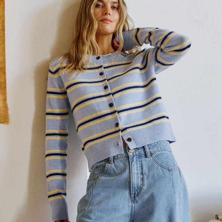 Ceres Life Ceres Life|Laine LS Knit Cardi|Blue Stripe