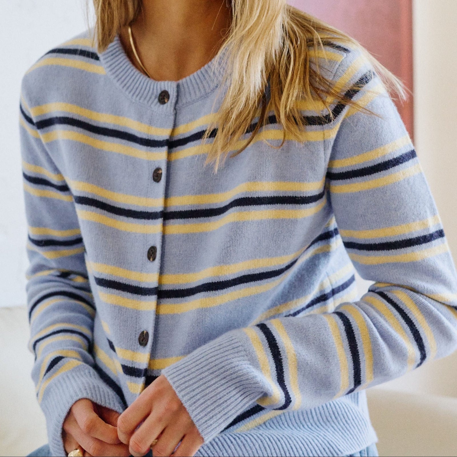 Ceres Life Ceres Life|Laine LS Knit Cardi|Blue Stripe