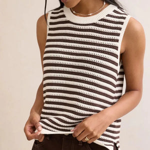 Ceres Life Ceres Life|Maddy Mesh Knit Tank|Brunette Stripe