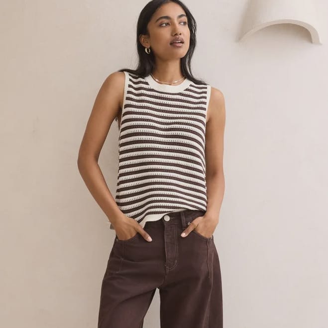 Ceres Life Ceres Life|Maddy Mesh Knit Tank|Brunette Stripe