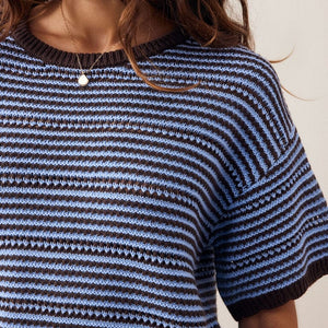 Ceres Life Ceres Life|Nina Boxy Tee|Brunette Sky Blue Stripe