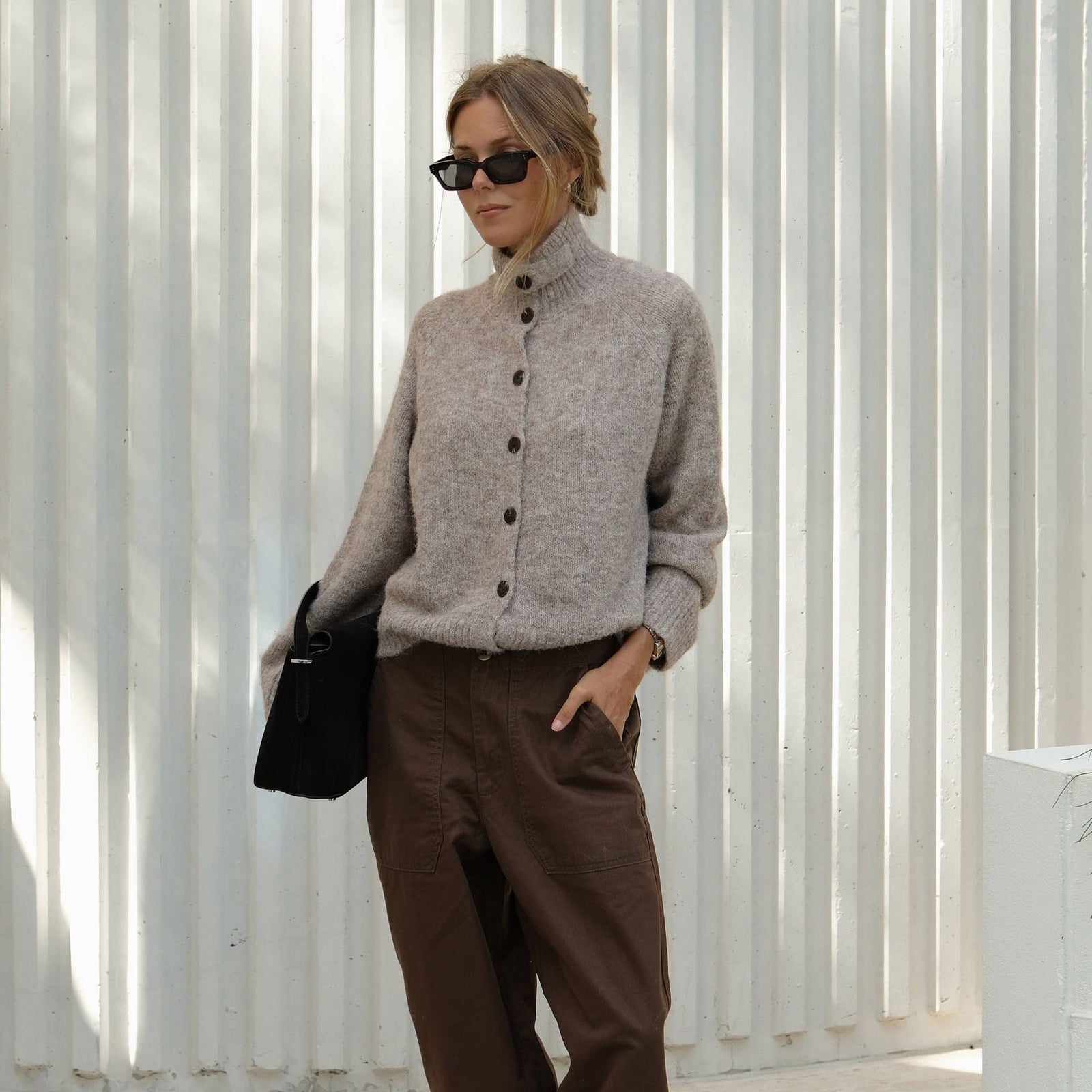 Ceres Life Ceres Life | Riley Funnel Neck Tab Cardi | Oat